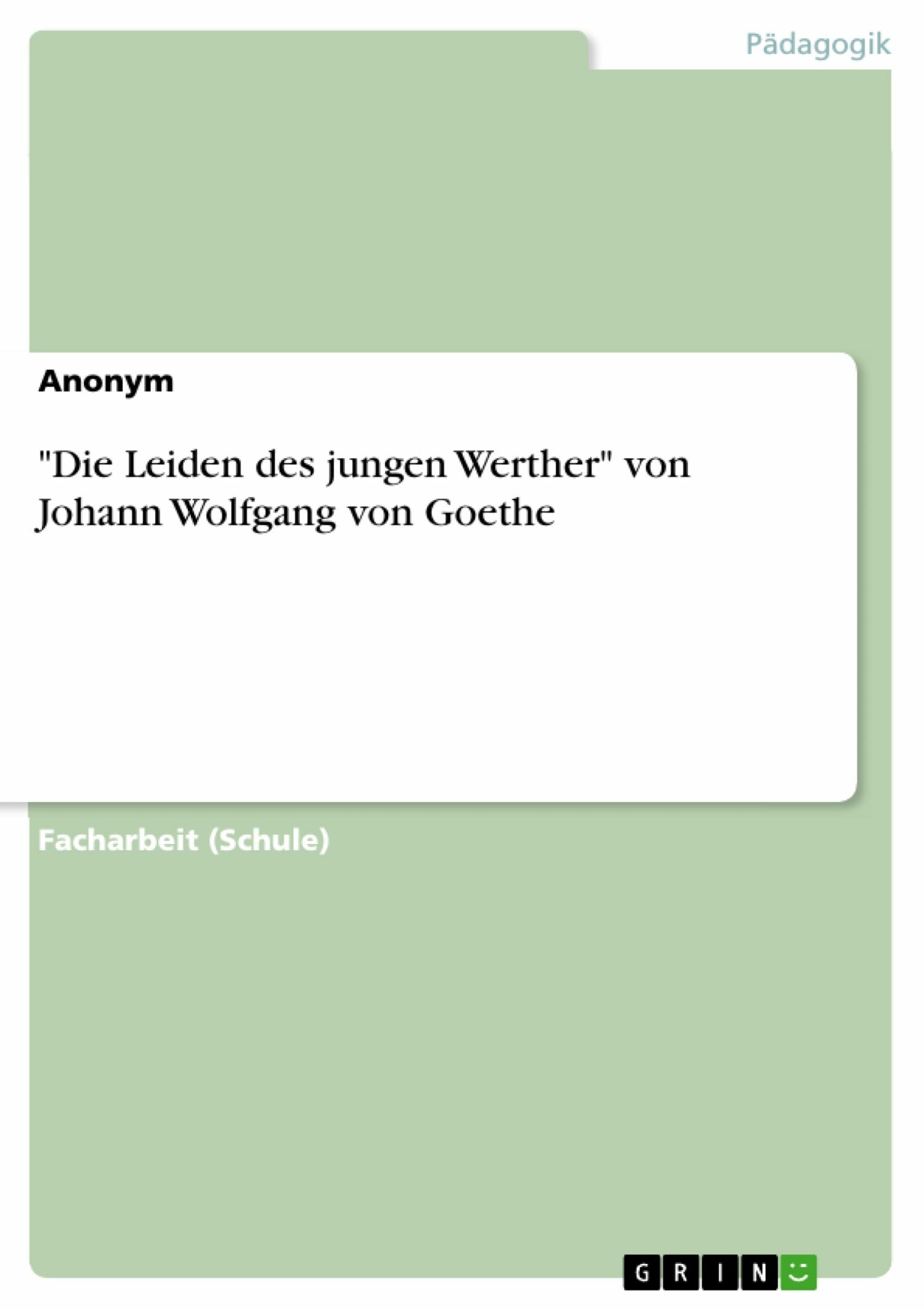 'Die Leiden des jungen Werther' von Johann Wolfgang von Goethe